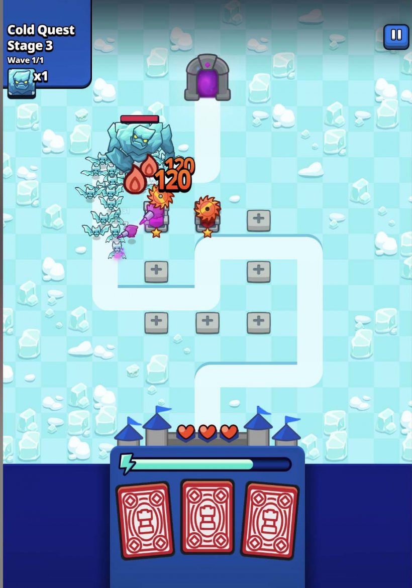 ice golem and bats attacking