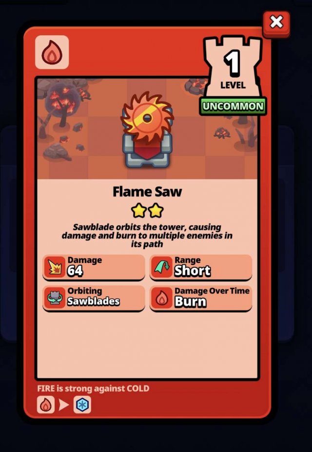 flame saw weapons and its stats