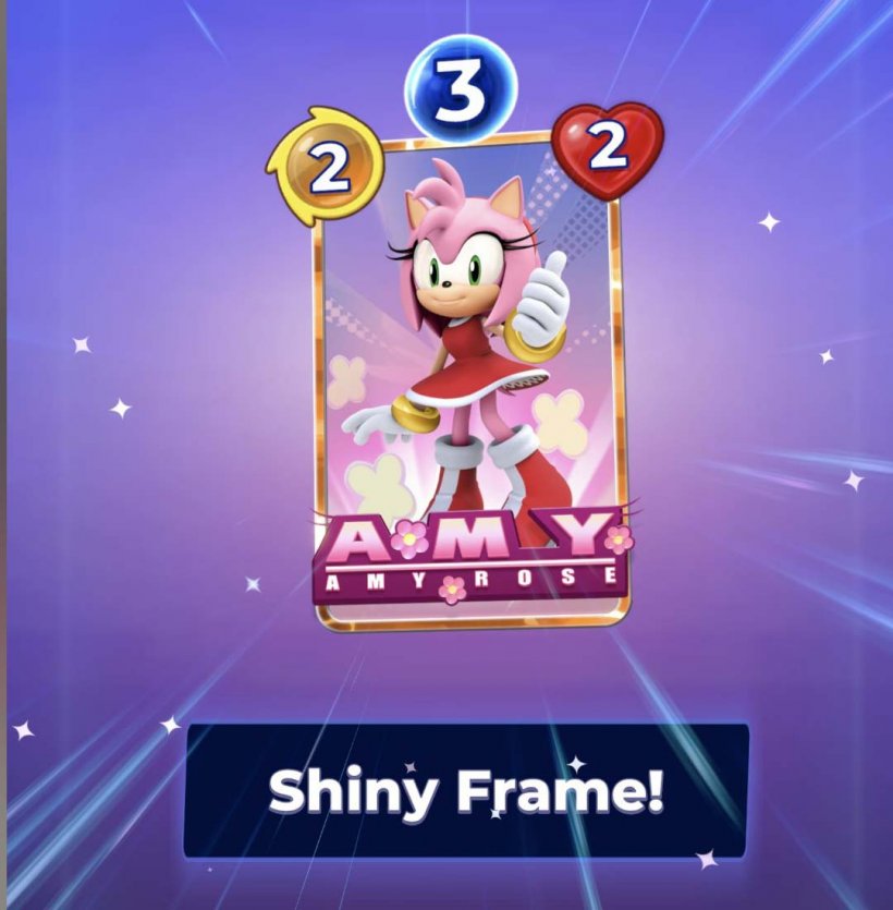 amy rose character card with a shiny frame
