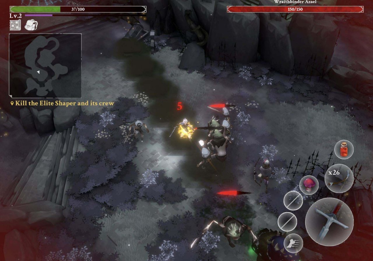 a warrior fighting against skeleton enemies in a dungeon