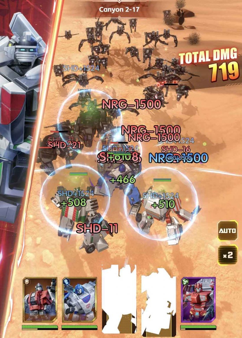 transformers fighting the chaos legion in a battlefield