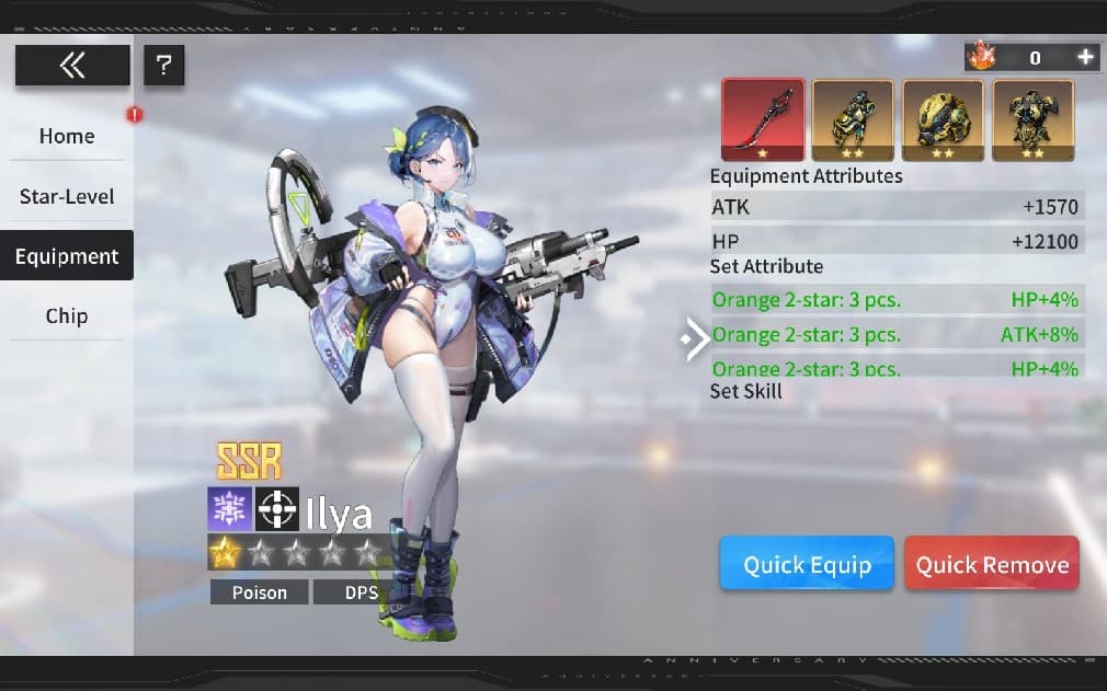 lllya character upgraded to level 85