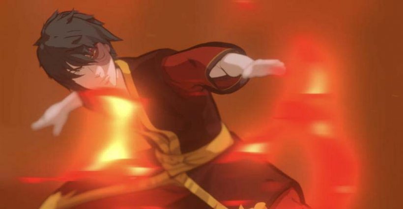 a boy shooting fire from his hands