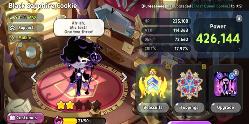 Cookie Run Kingdom: Black Sapphire Cookie Toppings and Beascuits guide