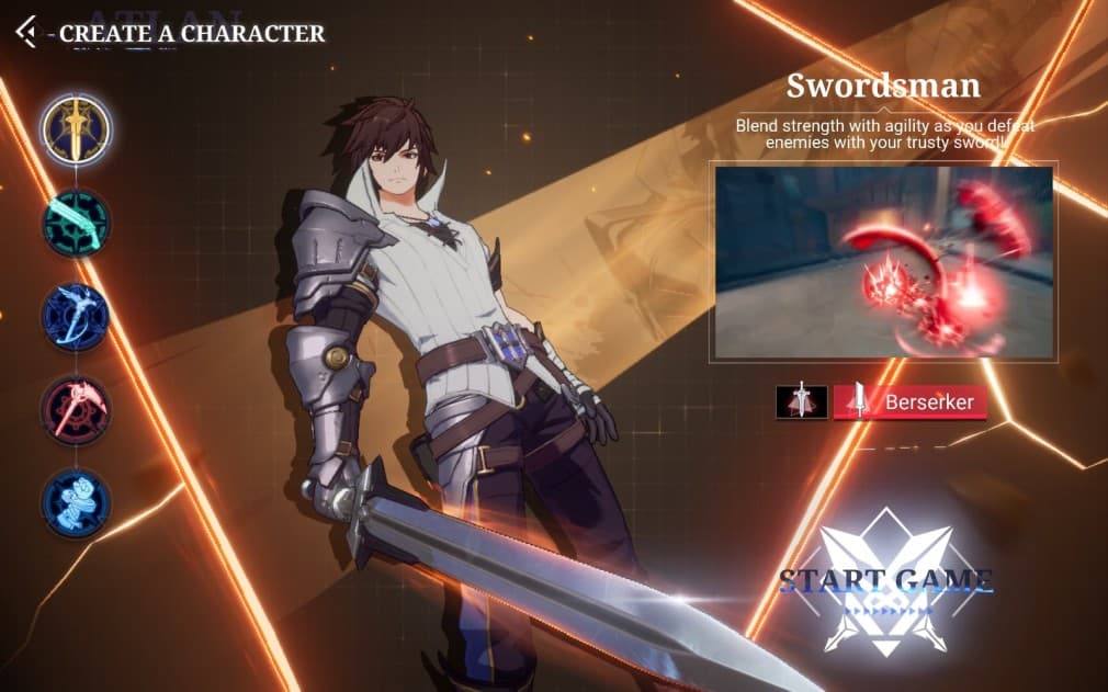 swordsman class in crystal of atlan