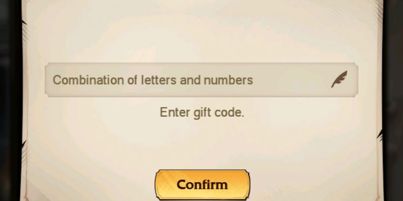 Window where you can enter gift codes