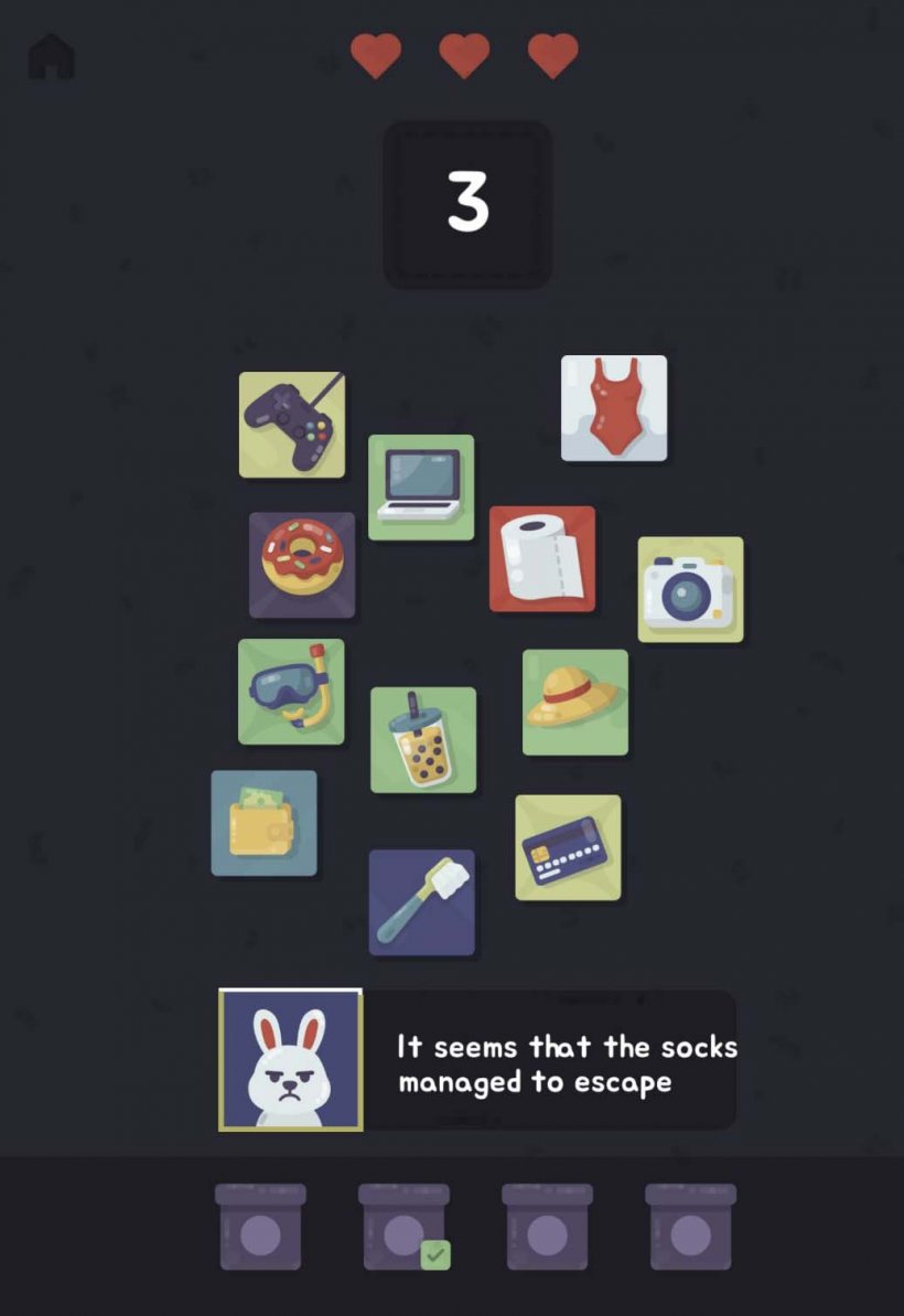 a rabbit looking for his socks in a pile of messy stuff