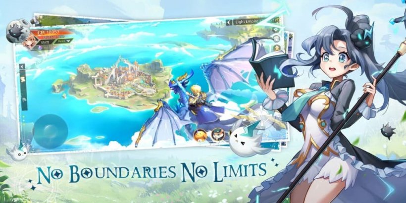 magic forest dragon quest mage with a staff and pointy hat next to a window showcasing the gameplay