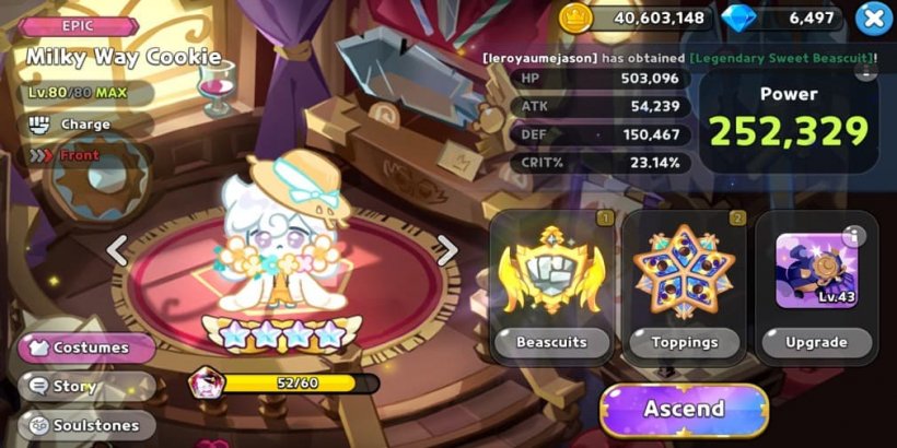 Cookie Run Kingdom: Milky Way Cookie Toppings and Beascuits guide