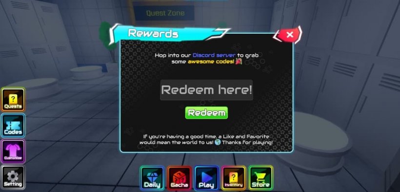 code redemption interface in roblox project egoist