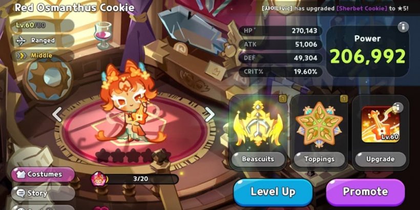 Cookie Run Kingdom: Red Osmanthus Cookie Toppings and Beascuits guide
