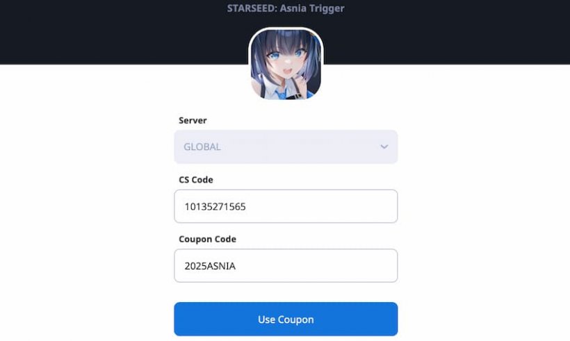 Starseed Asnia Trigger codes page