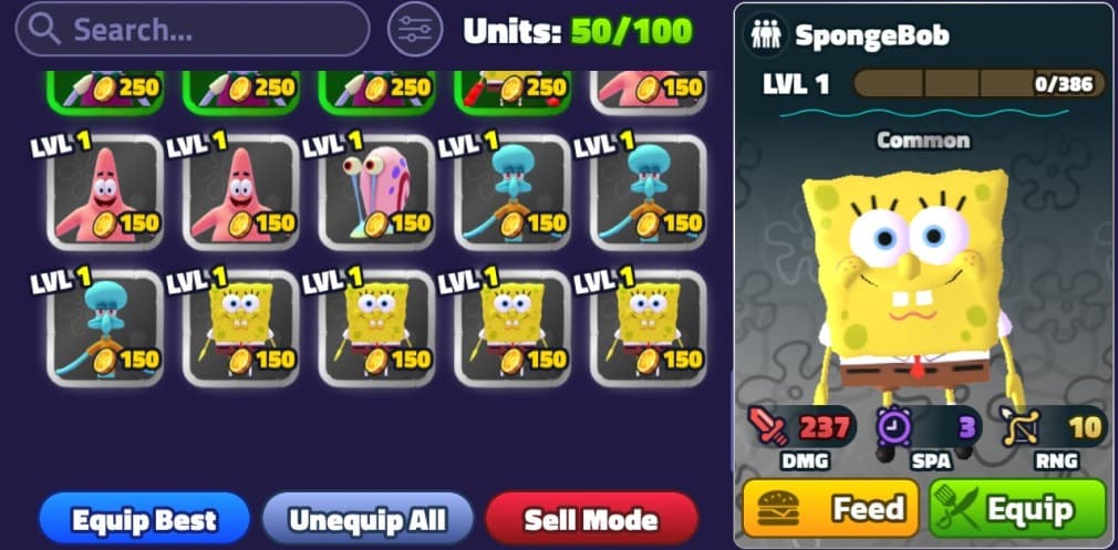 spongebob character preview