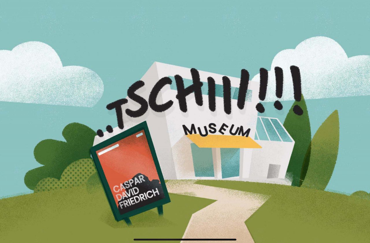 a loud sneeze echoing outside a museum