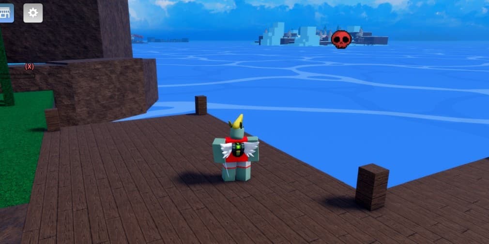 beginner island and water around the character overlooking other island in verse piece